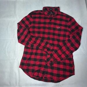 Hollister Red and Black Checkered Men's Shirt